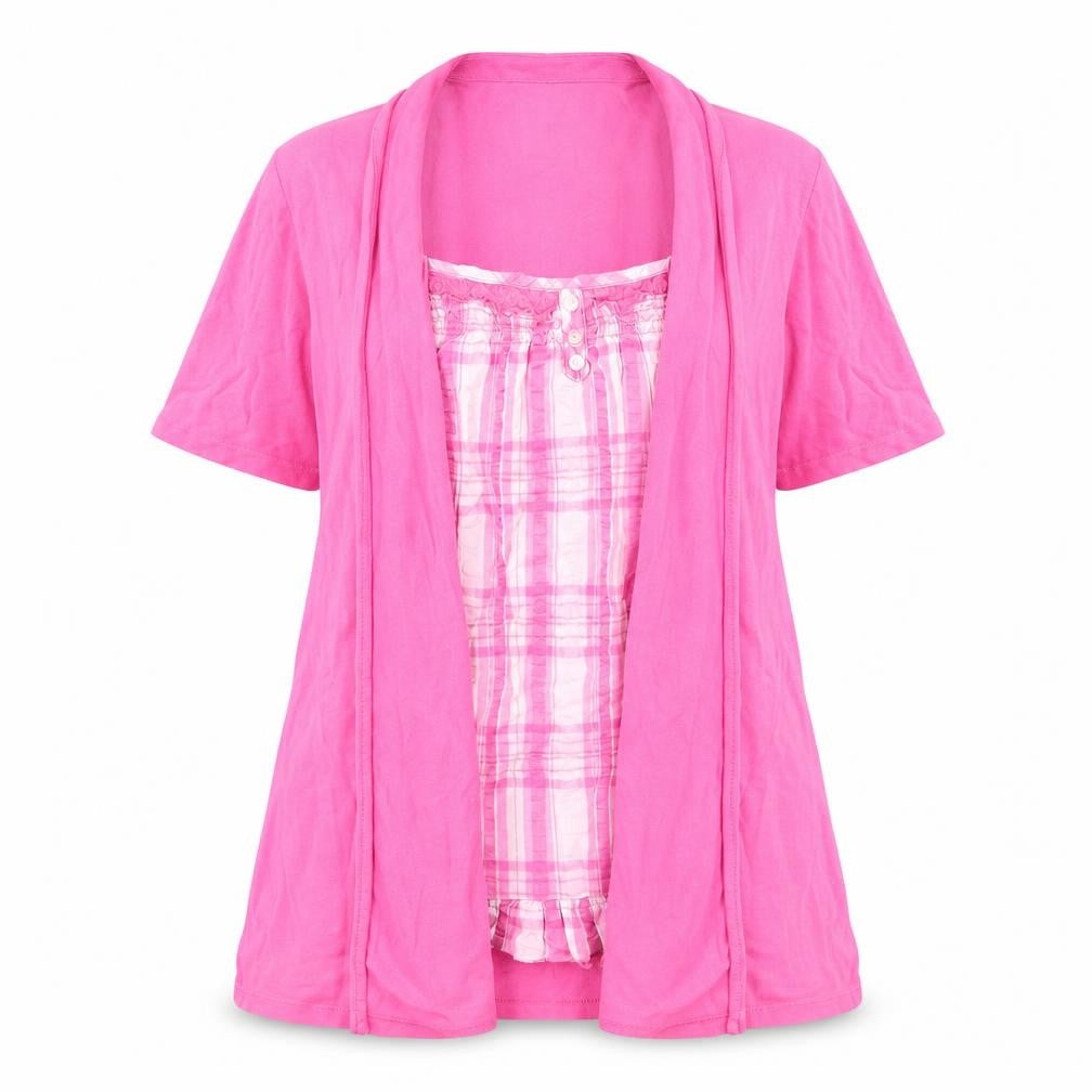 Front view of Cotton Traders Women's Pink Button-Up Shirt, size 12