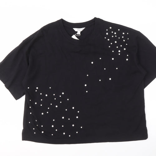Marks and Spencer Women's Black Rhinestone T-Shirt