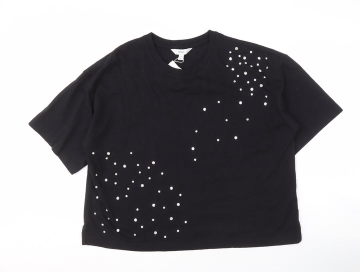 Marks and Spencer Women's Black Rhinestone T-Shirt