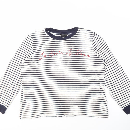 Topshop Women's Multicoloured Striped Cotton T-Shirt, Size 16