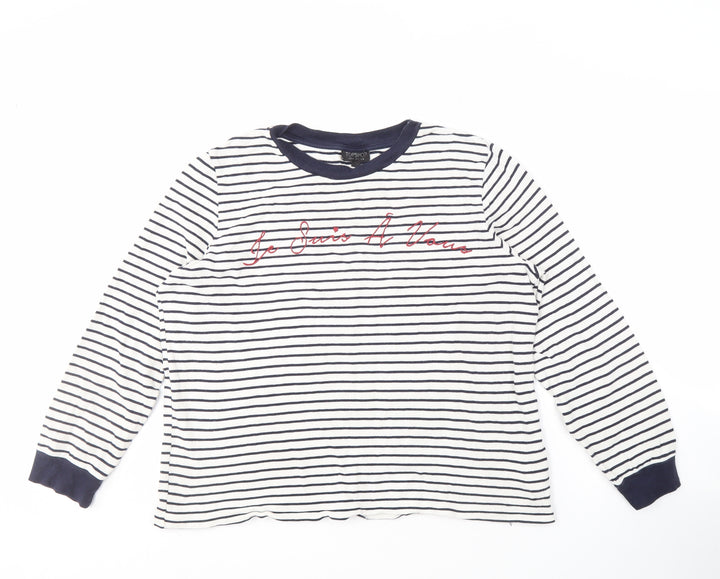Topshop Women's Multicoloured Striped Cotton T-Shirt, Size 16