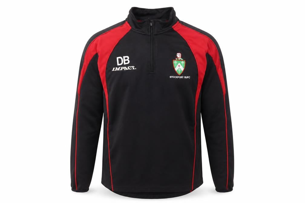 Front view of Impact Men's Black Pullover Rugby 1/4 Zip S