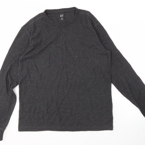 GAP Men's Grey Crew Neck Long Sleeve Shirt M