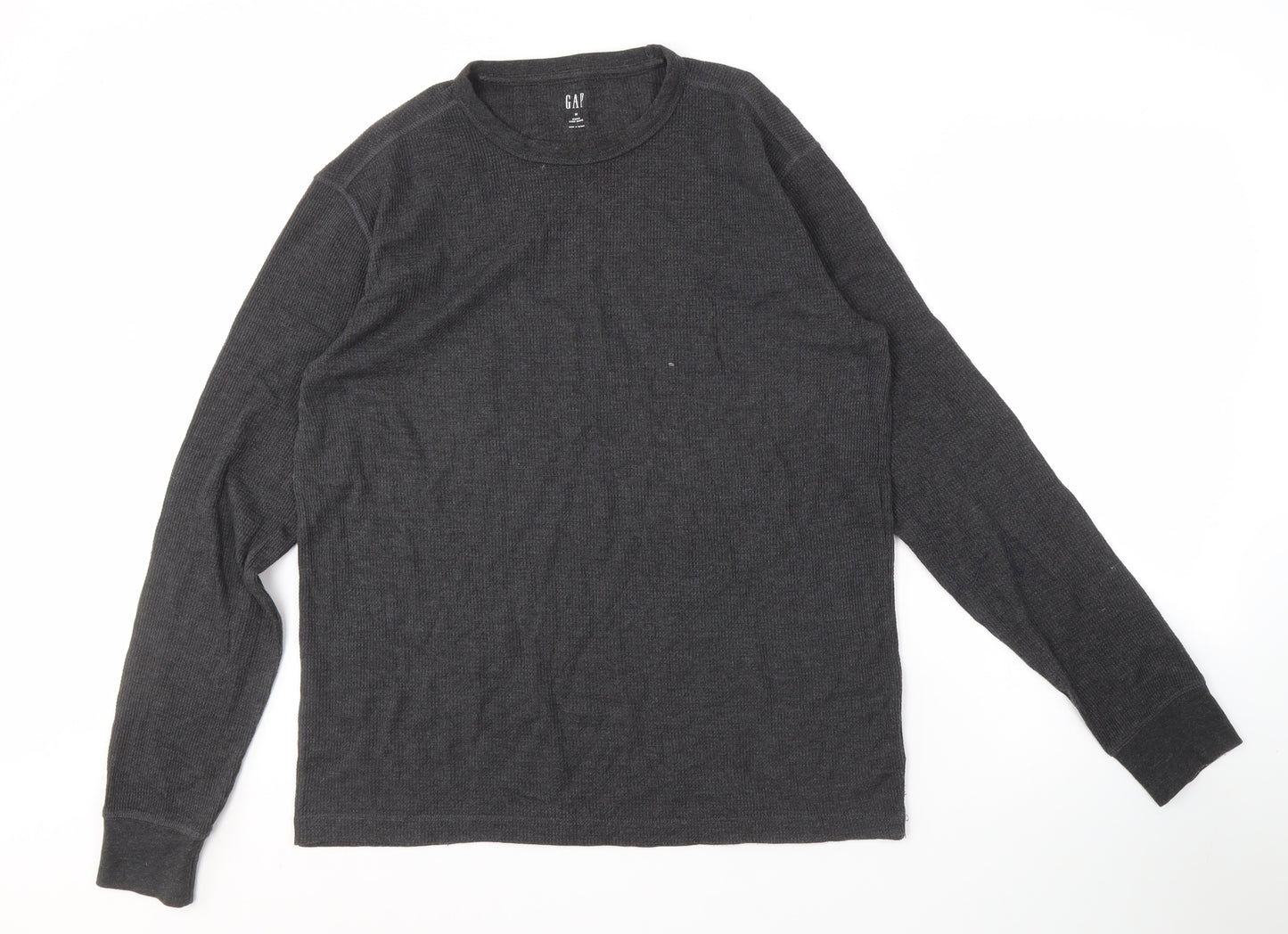 GAP Men's Grey Crew Neck Long Sleeve Shirt M