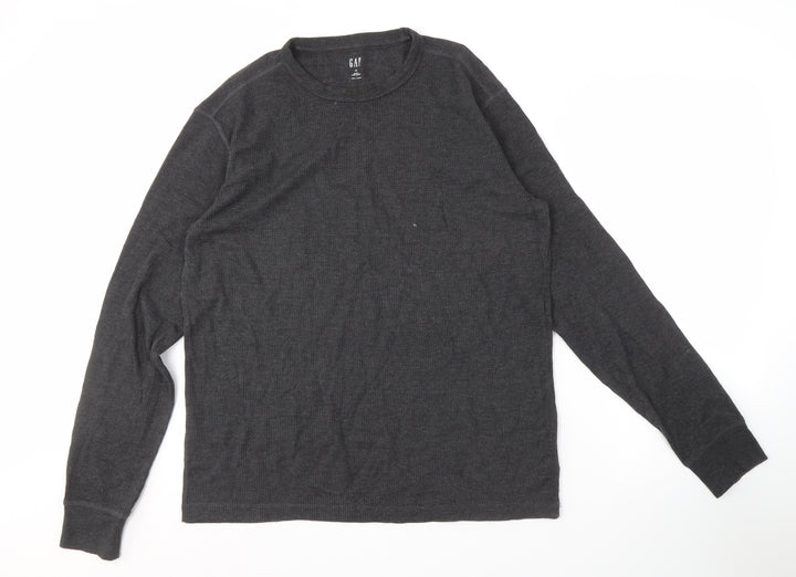 GAP Men's Grey Crew Neck Long Sleeve Shirt M