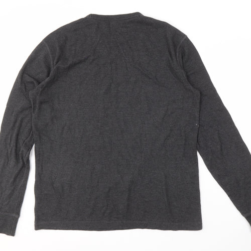 GAP Men's Grey Crew Neck Long Sleeve Shirt M