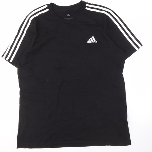 Adidas Men's Black Crew Neck T-Shirt, Size L, Cotton Blend