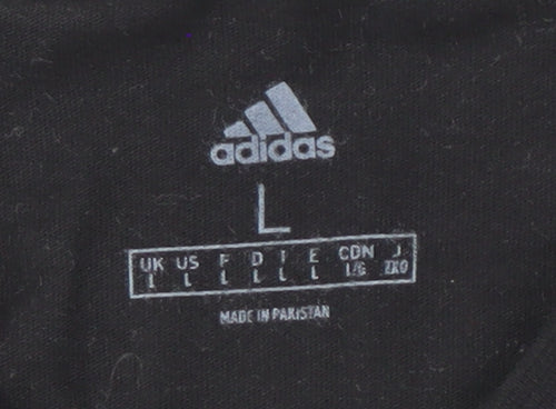 Adidas Men's Black Crew Neck T-Shirt, Size L, Cotton Blend