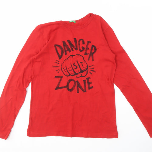 Benetton Boys Red Graphic Long Sleeve T-Shirt 3XL 13-14 Years
