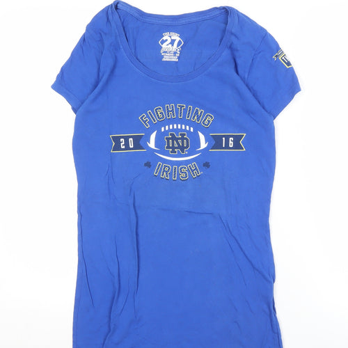 Altagracia Women's Blue Cotton T-Shirt, M, Crew Neck, Casual