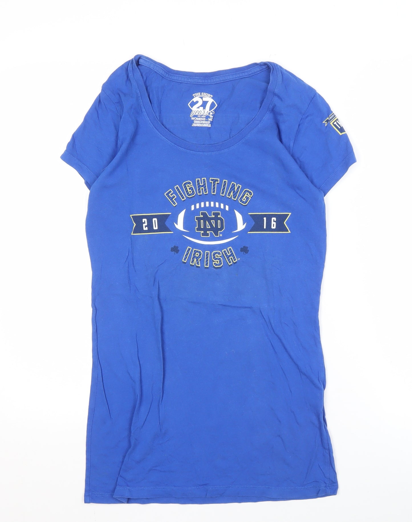 Altagracia Women's Blue Cotton T-Shirt, M, Crew Neck, Casual
