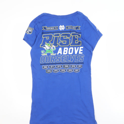 Altagracia Women's Blue Cotton T-Shirt, M, Crew Neck, Casual