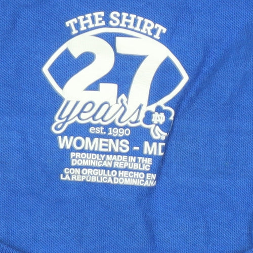 Altagracia Women's Blue Cotton T-Shirt, M, Crew Neck, Casual