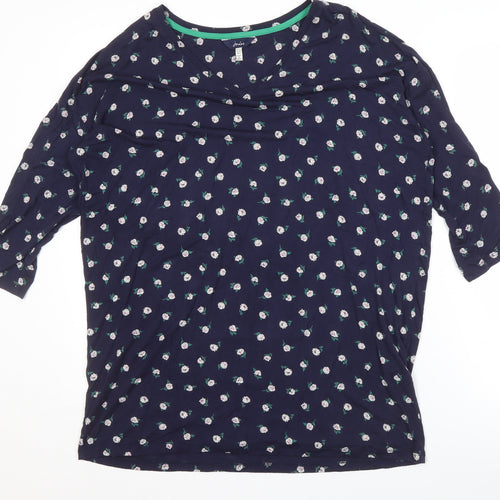 Joules Women's Blue Floral Blouse UK 12 3/4 Sleeve