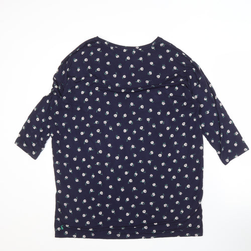 Joules Women's Blue Floral Blouse UK 12 3/4 Sleeve