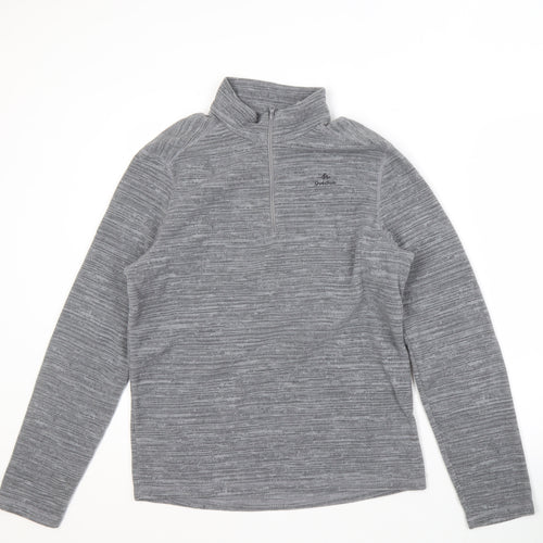 Decathlon Men's Grey Striped Zip Sweatshirt M