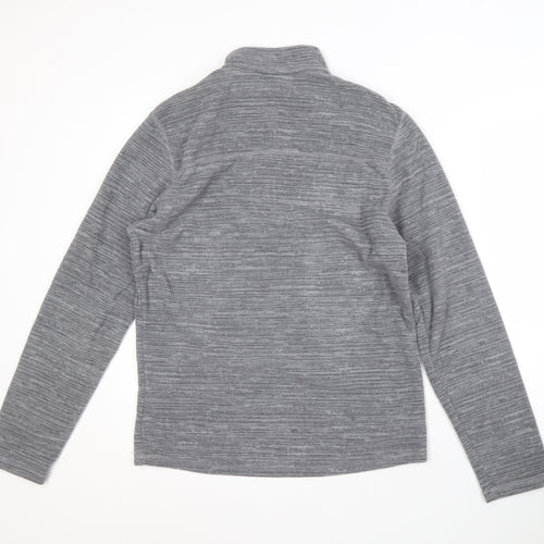 Decathlon Men's Grey Striped Zip Sweatshirt M