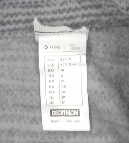 Decathlon Men's Grey Striped Zip Sweatshirt M