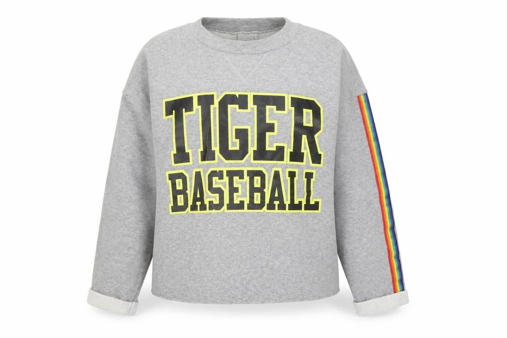 Front view of Gator Athletics unisex grey baseball sweatshirt l