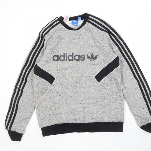 Adidas Teens Grey Pullover Sweatshirt Logo
