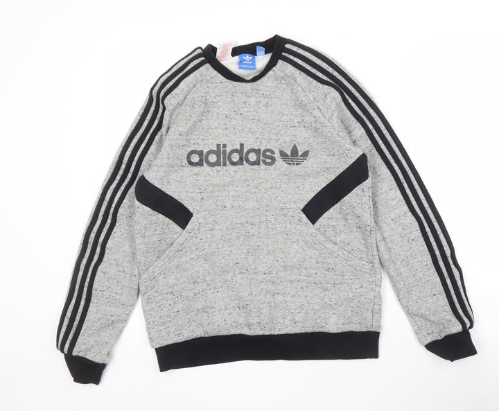 Adidas Teens Grey Pullover Sweatshirt Logo