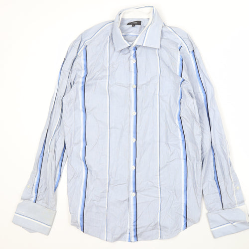 Peter Werth Men's Blue Striped Long Sleeve Shirt