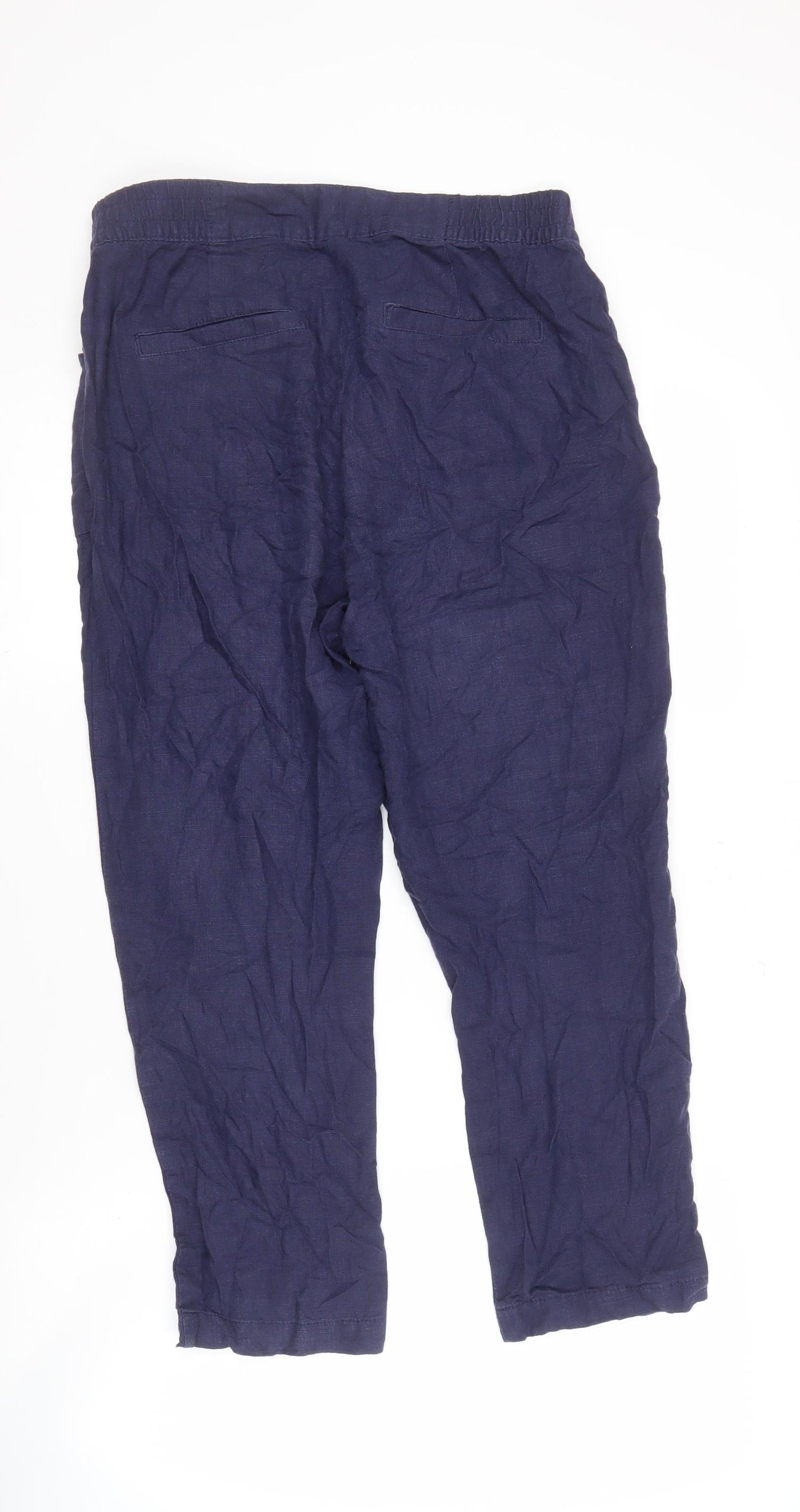 Next Women's Blue Linen Trousers Size 12 Petite