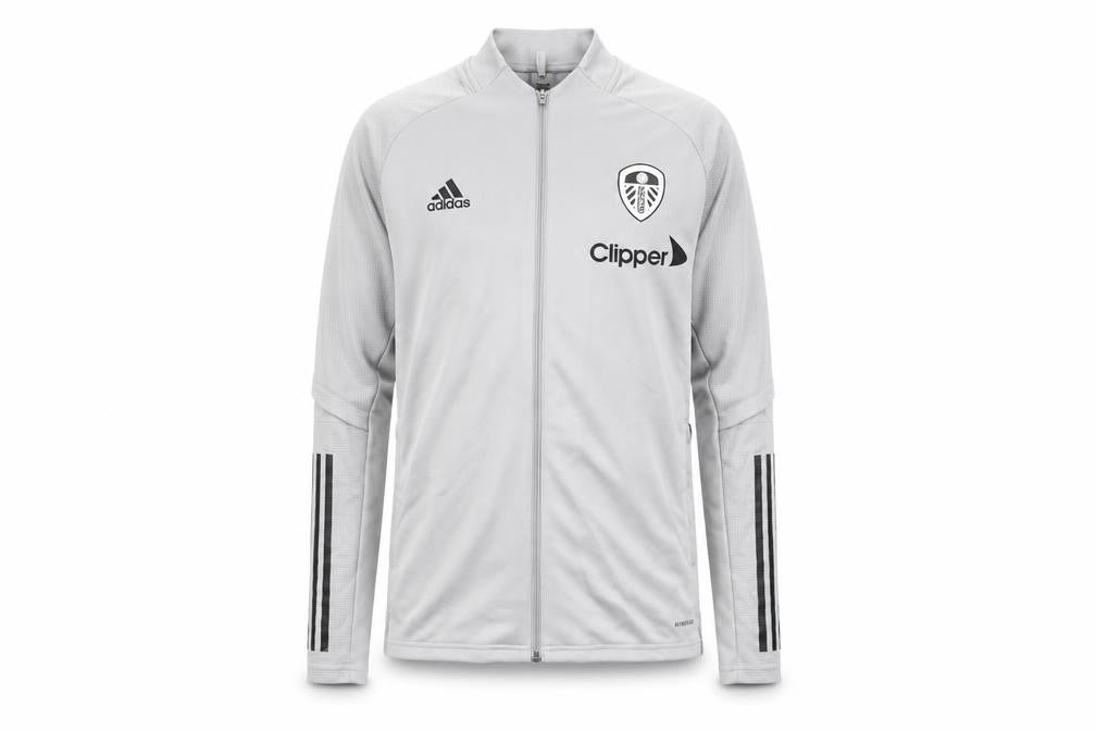 Front view of Adidas Men's Grey Track Jacket S, Slim Fit, Breathable
