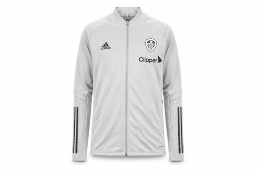 Front view of Adidas Men's Grey Track Jacket S, Slim Fit, Breathable