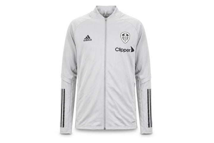 Front view of Adidas Men's Grey Track Jacket S, Slim Fit, Breathable