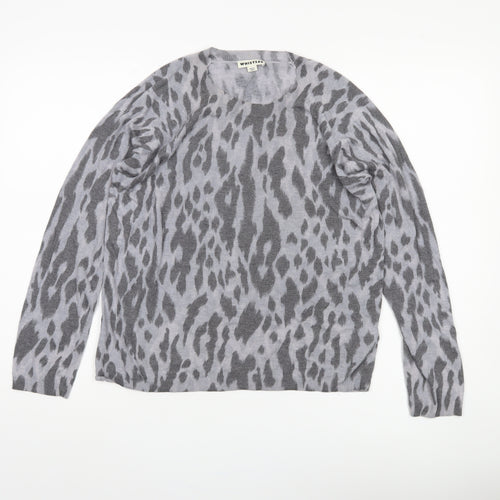 Whistles Women's Grey Animal Print Jumper UK 16