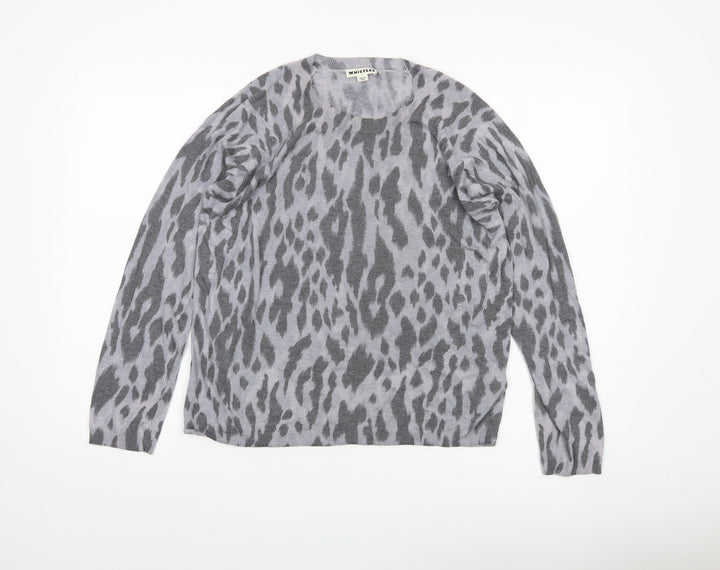 Whistles Women's Grey Animal Print Jumper UK 16