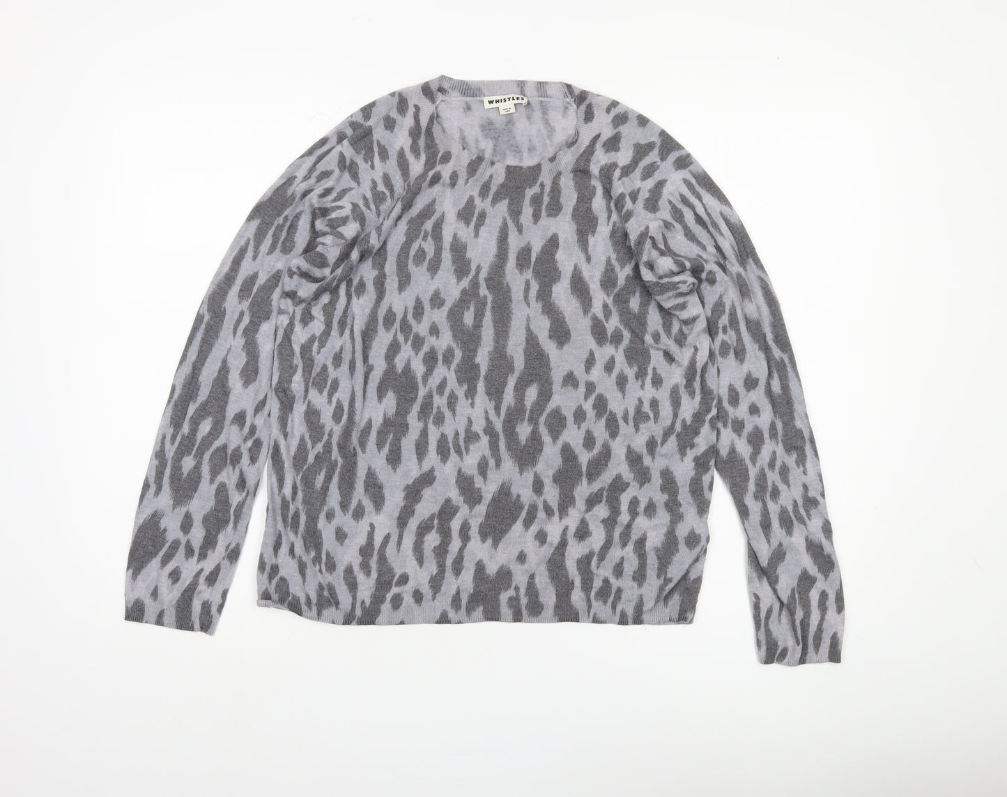 Whistles Women's Grey Animal Print Jumper UK 16