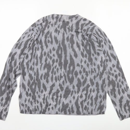 Whistles Women's Grey Animal Print Jumper UK 16