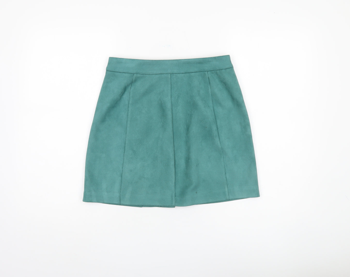 Stradivarius Women's Blue Short Button Skirt - Size 8