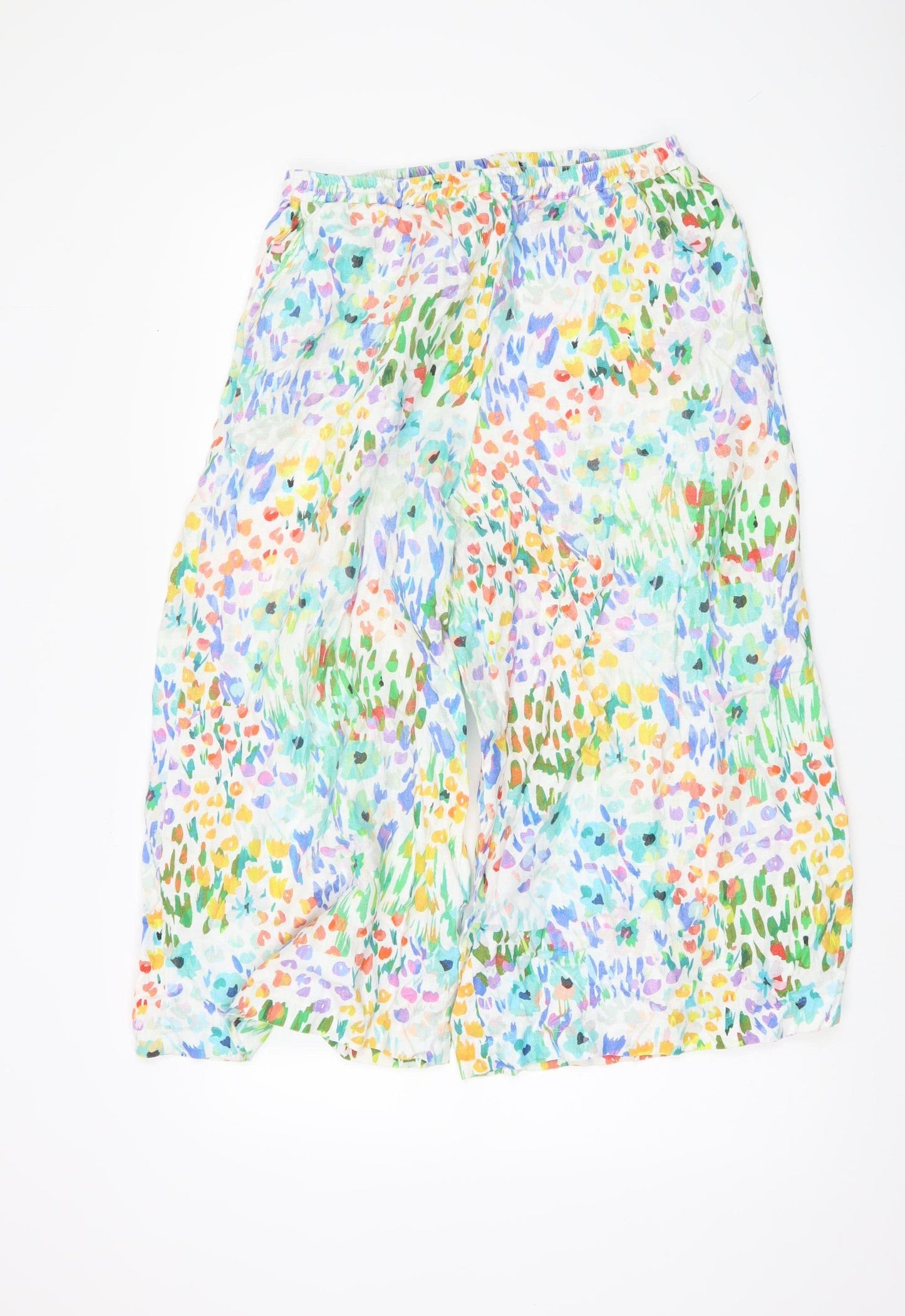 Sahara Women's Multicoloured Linen Trousers, M, Relaxed Fit