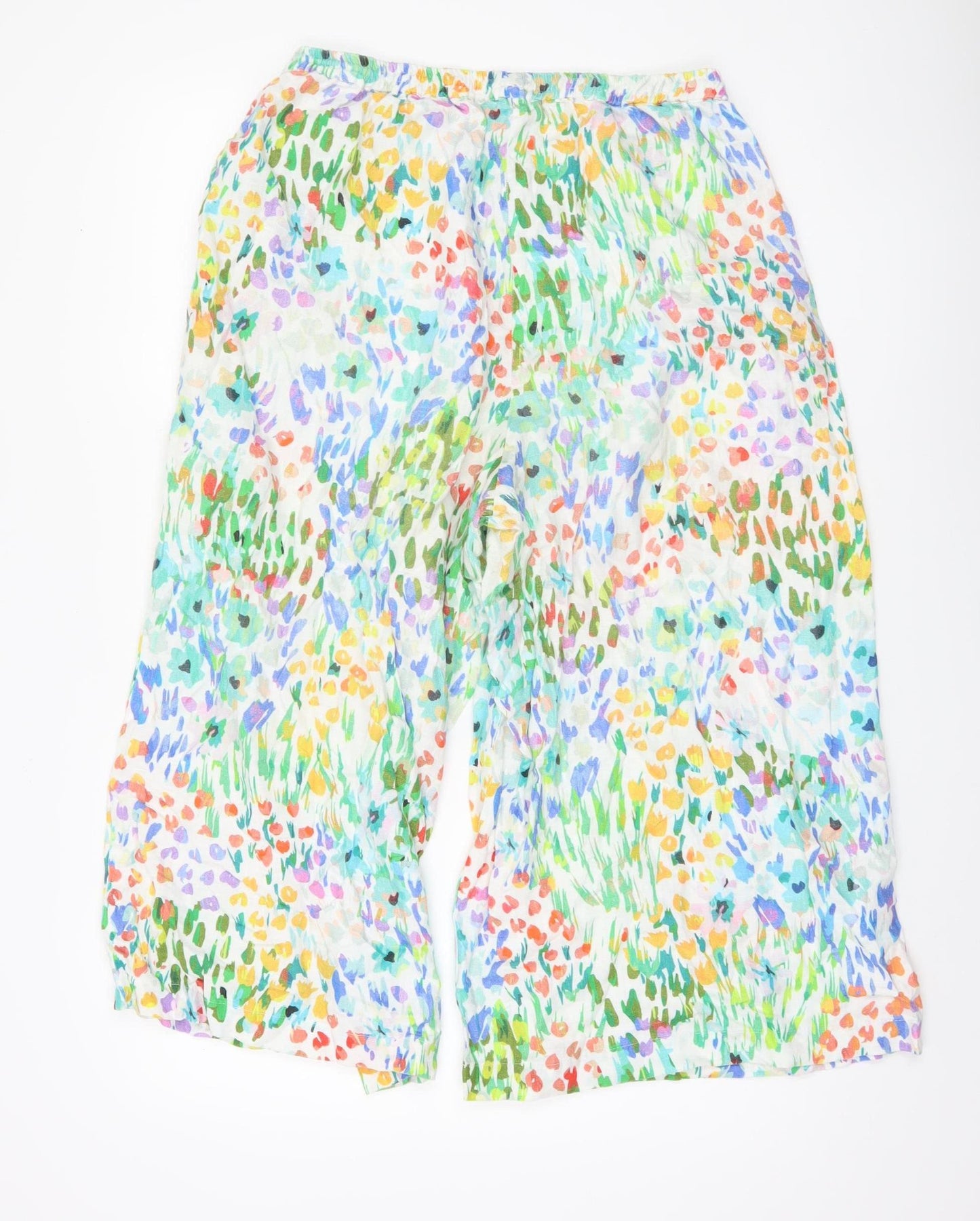 Sahara Women's Multicoloured Linen Trousers, M, Relaxed Fit