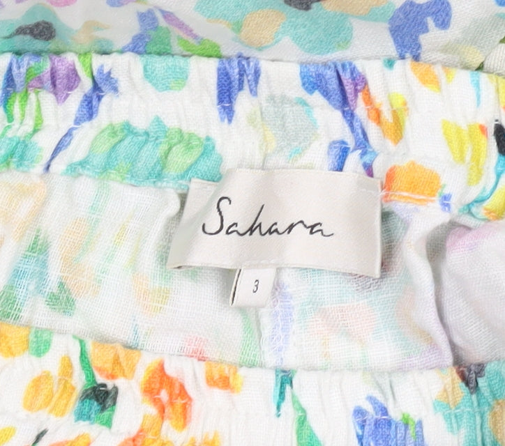Sahara Women's Multicoloured Linen Trousers, M, Relaxed Fit