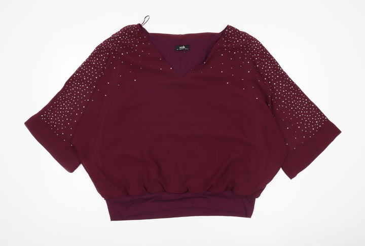 Wallis Women's Purple Rhinestone Blouse L