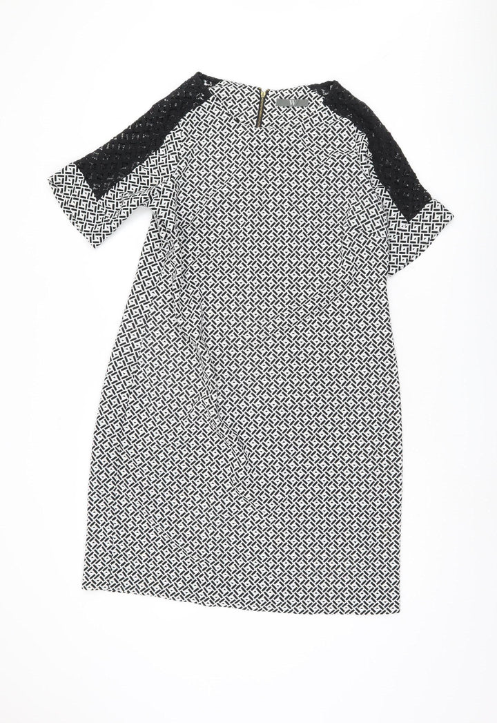 BHS Women's Black Geometric Half Sleeve Dress