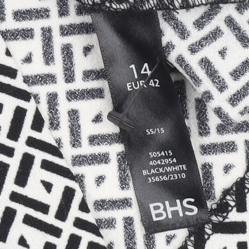 BHS Women's Black Geometric Half Sleeve Dress