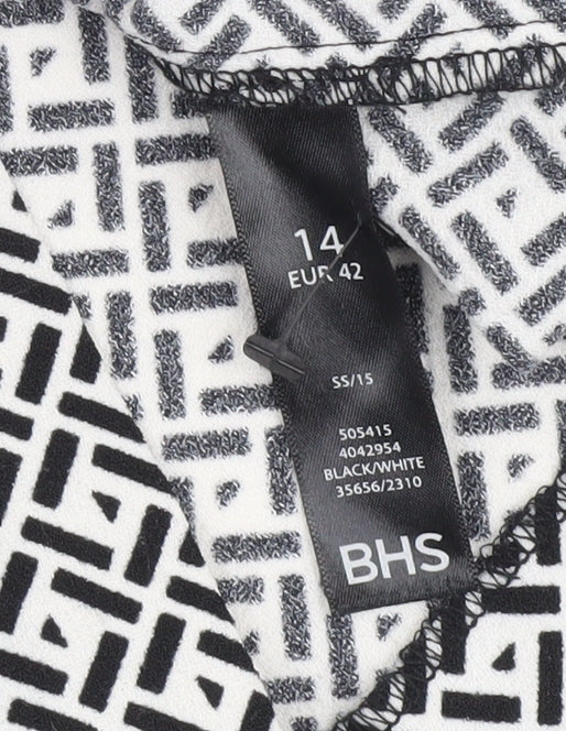 BHS Women's Black Geometric Half Sleeve Dress
