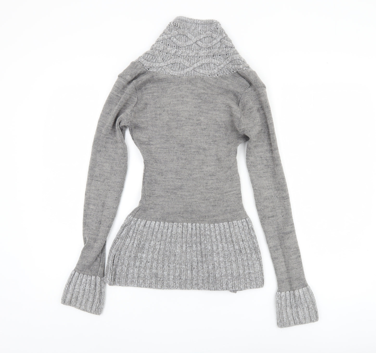 Jane Norman Women's Grey Cable-Knit Pullover Jumper Size 14