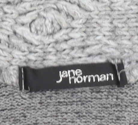 Jane Norman Women's Grey Cable-Knit Pullover Jumper Size 14