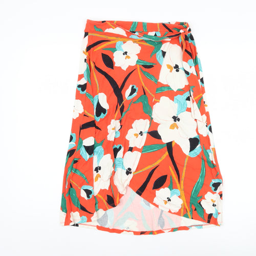 Rachel Zoe Women's Orange Wrap Skirt Floral S