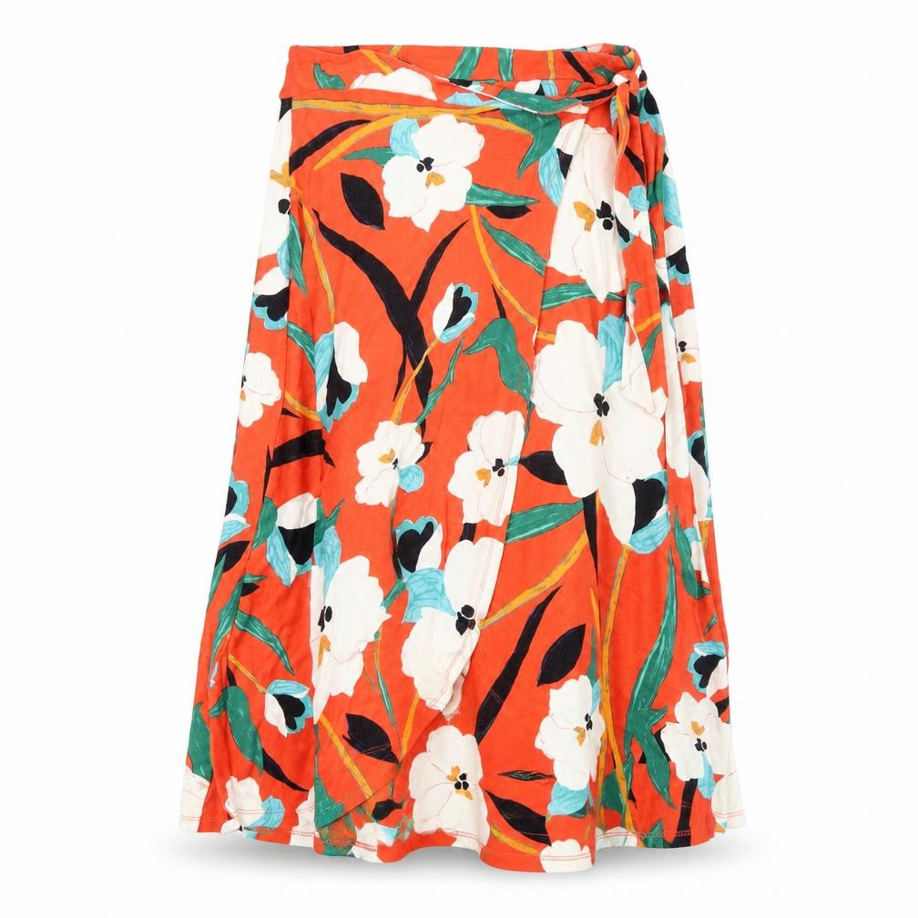 Rachel Zoe Women's Orange Wrap Skirt Floral S