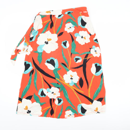 Rachel Zoe Women's Orange Wrap Skirt Floral S