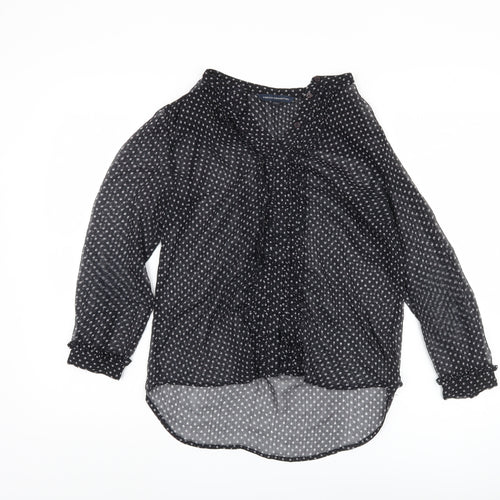 French Connection Black Animal Print Blouse, Size 8