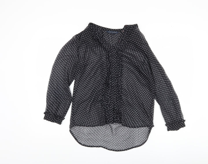 French Connection Black Animal Print Blouse, Size 8