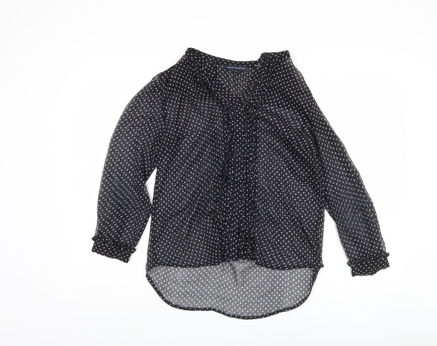 French Connection Black Animal Print Blouse, Size 8